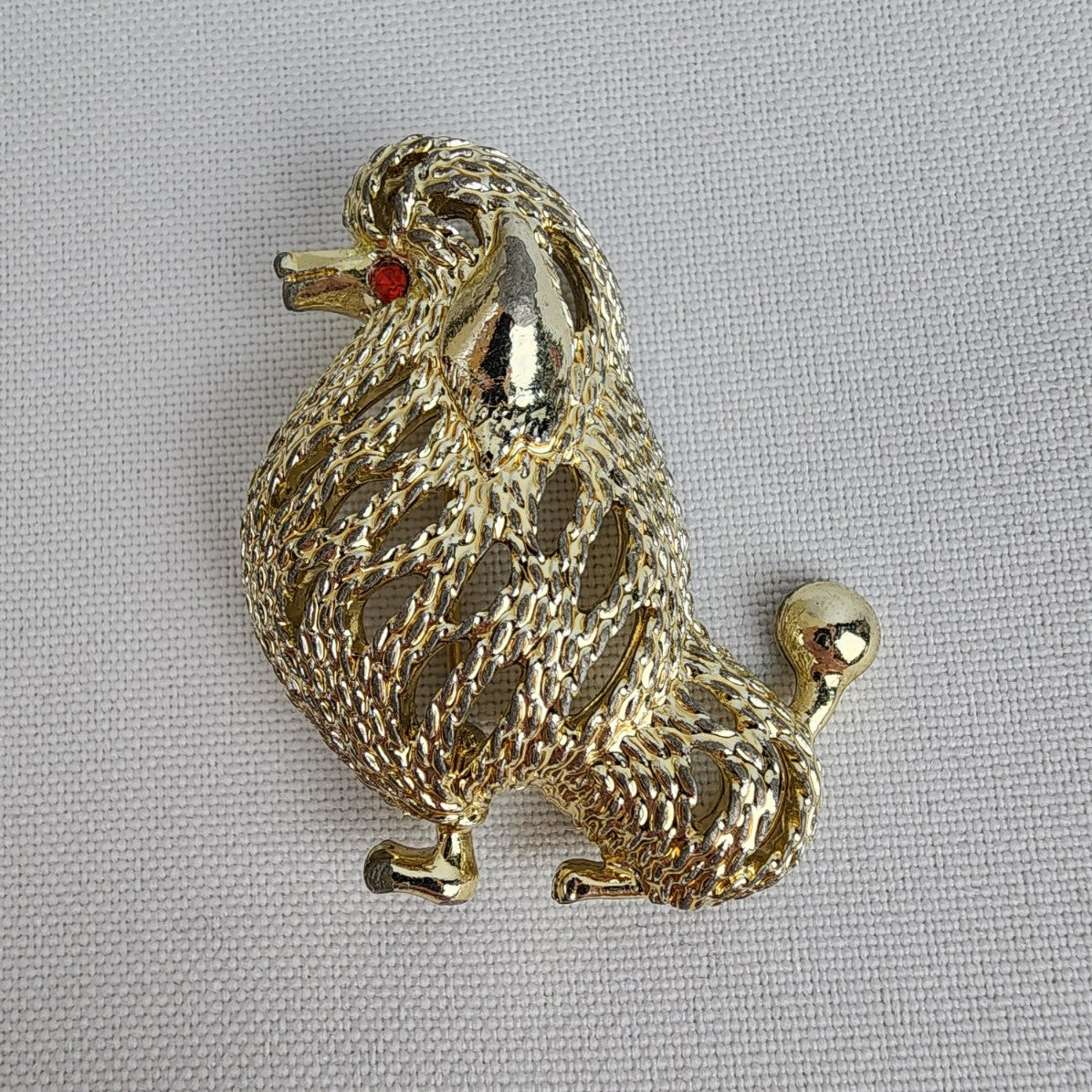 Vintage Sarah Coventry Gold Tone Poodle Dog Figural Brooch Pin