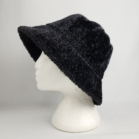 Vintage Black Faux Fur Bucket Hat