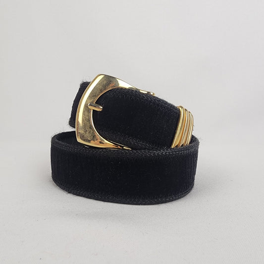 Vintage Landes Black Velvet Belt Size S