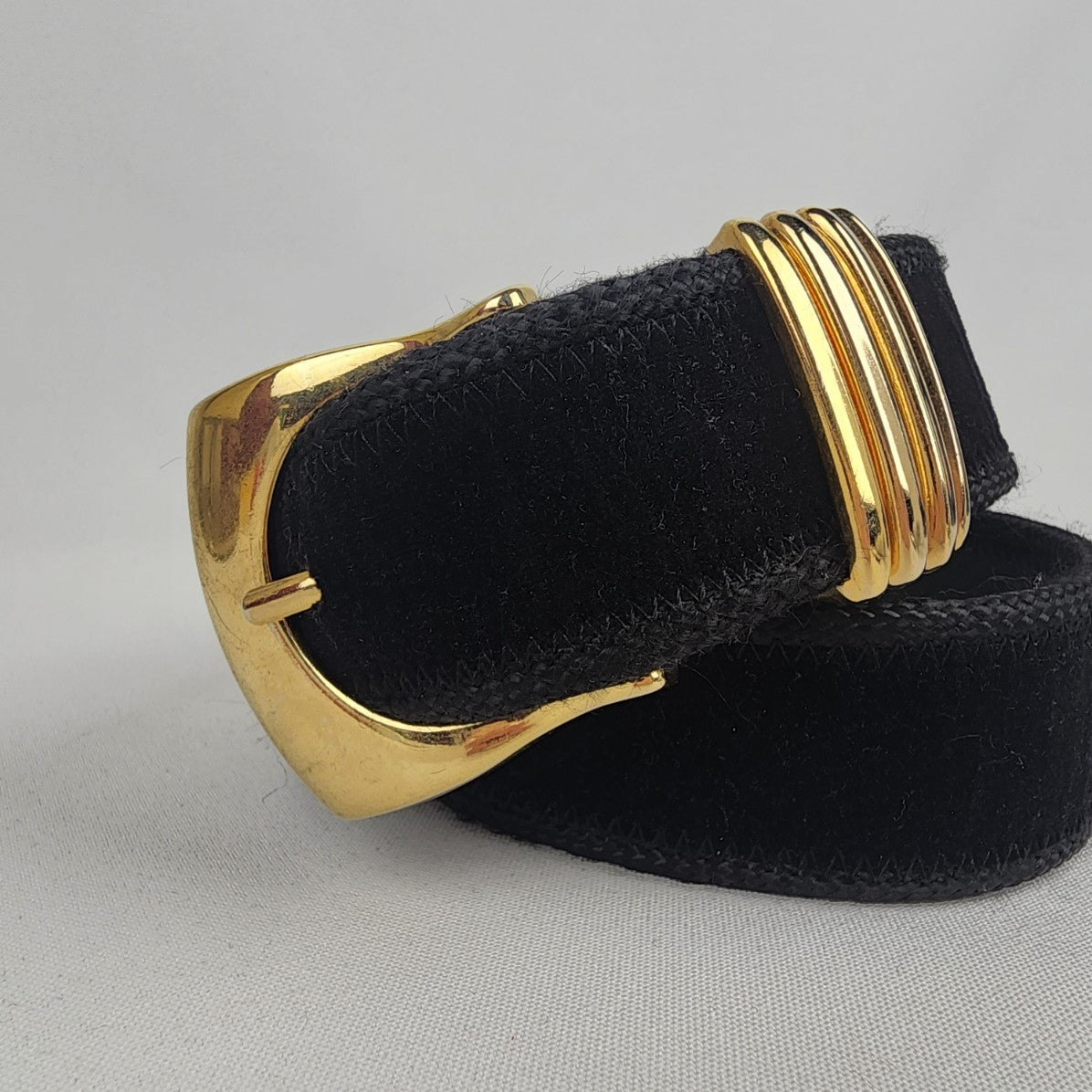 Vintage Landes Black Velvet Belt Size S