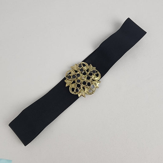 Vintage Black & Gold Stretch Belt Size S/M