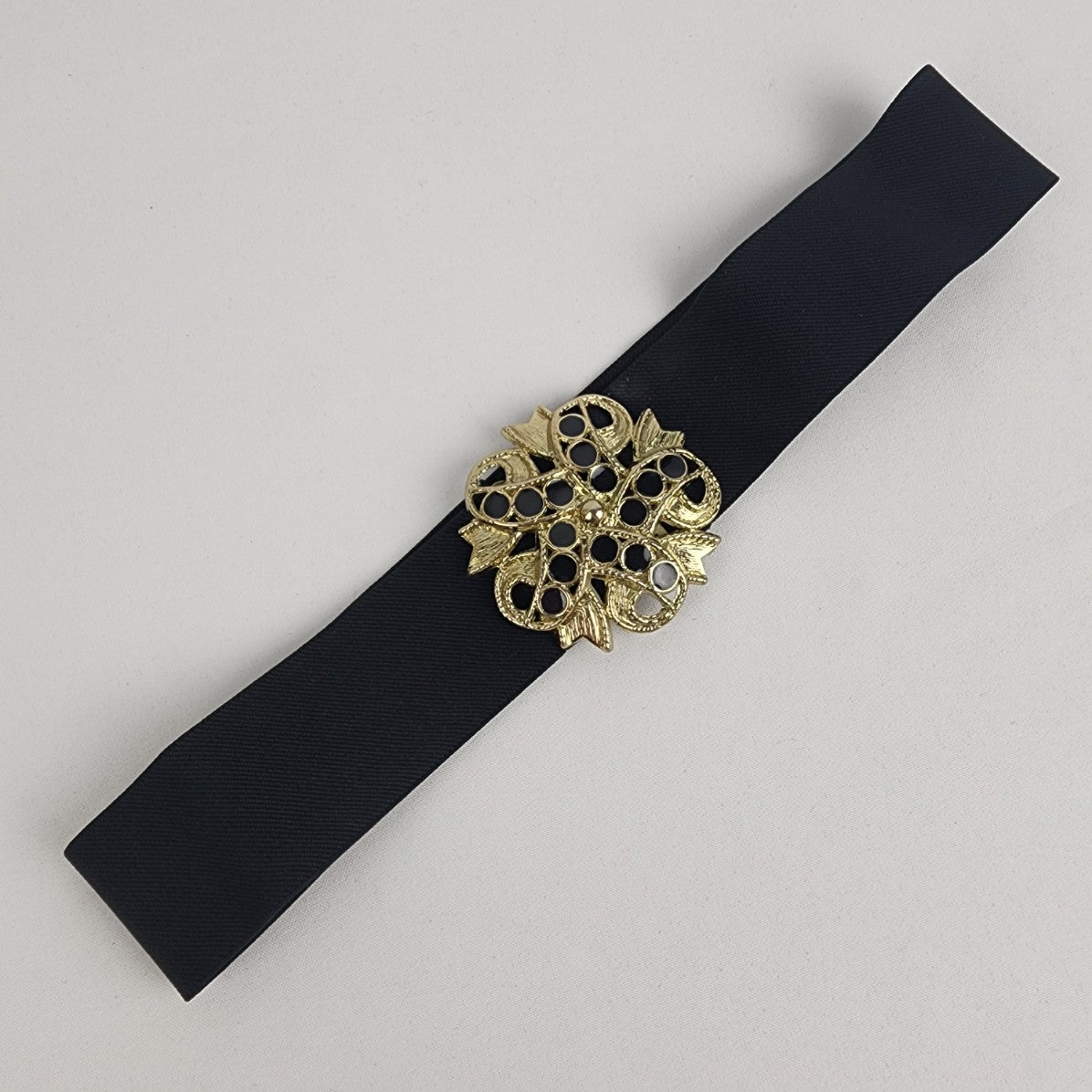 Vintage Black & Gold Stretch Belt Size S/M