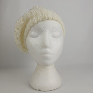 David & Young Cream Gold Sparkle Knit Tam Hat