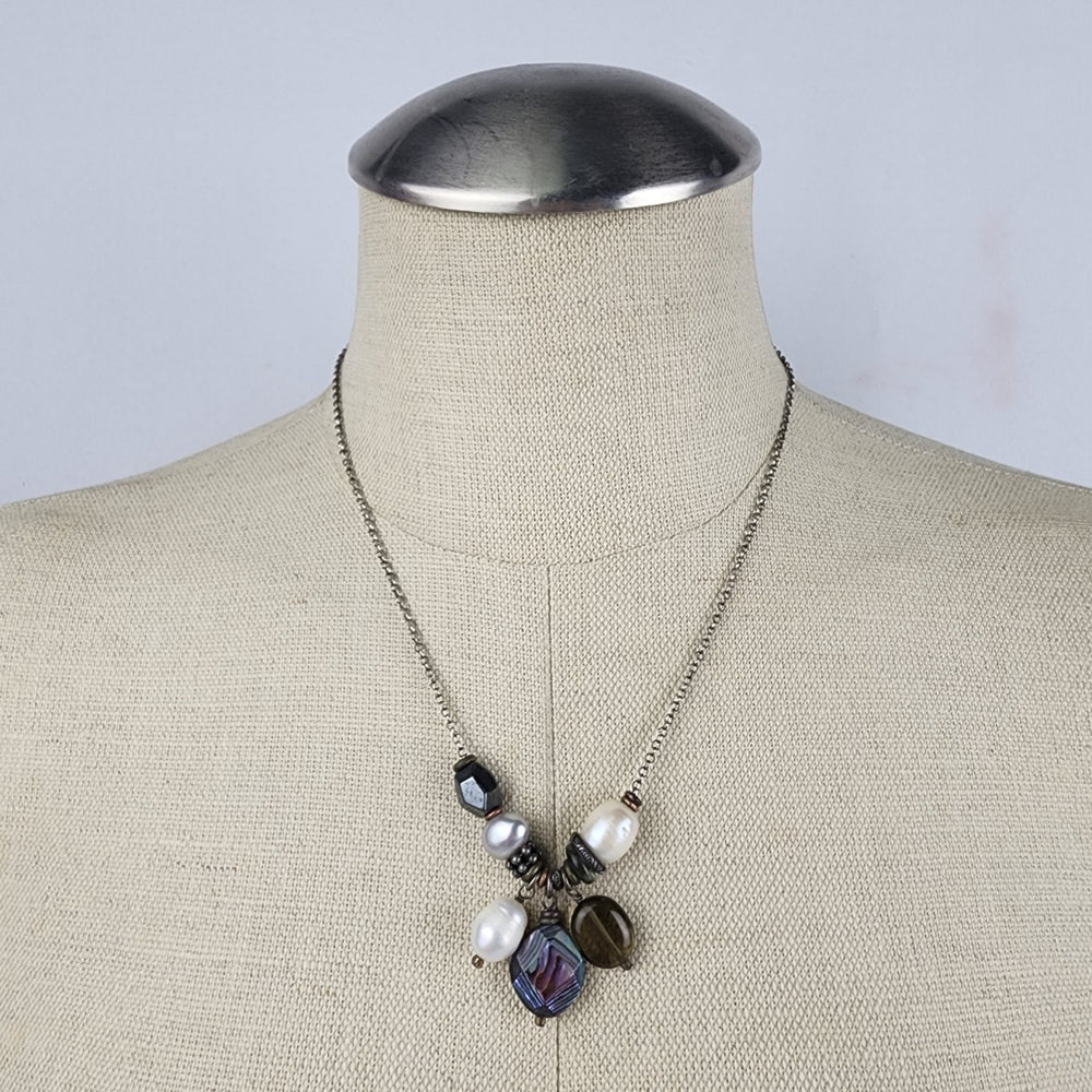 Silpada 925 Sterling Silver Hematite Pearl Abalone Shell Necklace