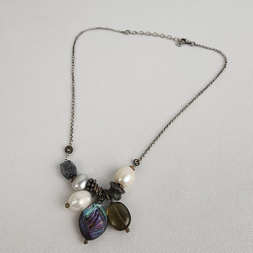 Silpada 925 Sterling Silver Hematite Pearl Abalone Shell Necklace