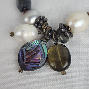 Silpada 925 Sterling Silver Hematite Pearl Abalone Shell Necklace