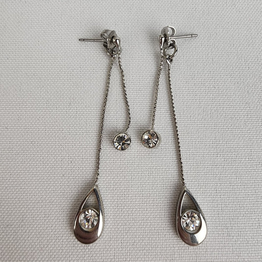 Lia Sophia Silver Rhine Stone Drop Earrings