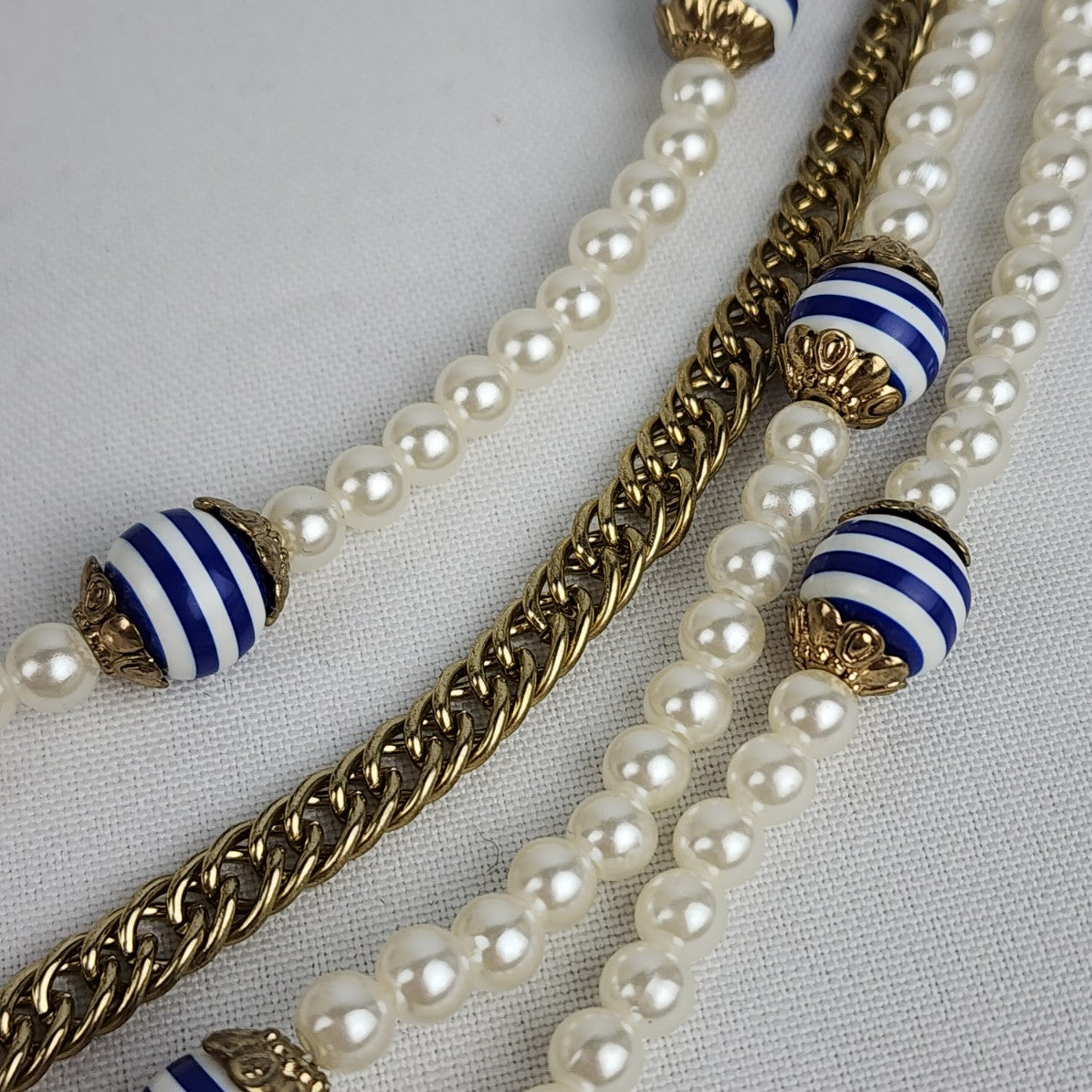 Navy & Faux Pearl Nautical Necklace & Earring Set