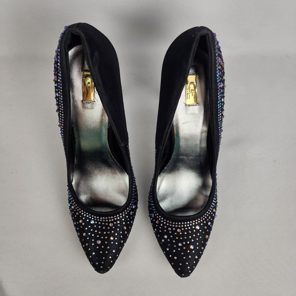 Cause & Effect Black Crystal Rhinestone Heels Size 8.5