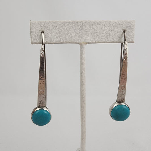 Silpada Sterling Silver Turquoise Swan Dive Hammered Threader Earrings