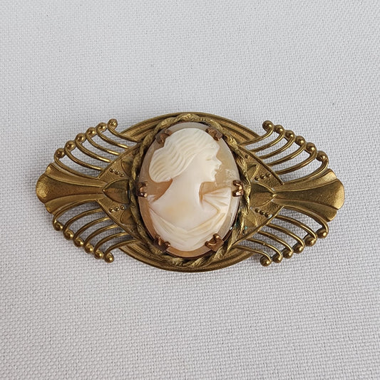 Vintage Bronze Cameo Brooch