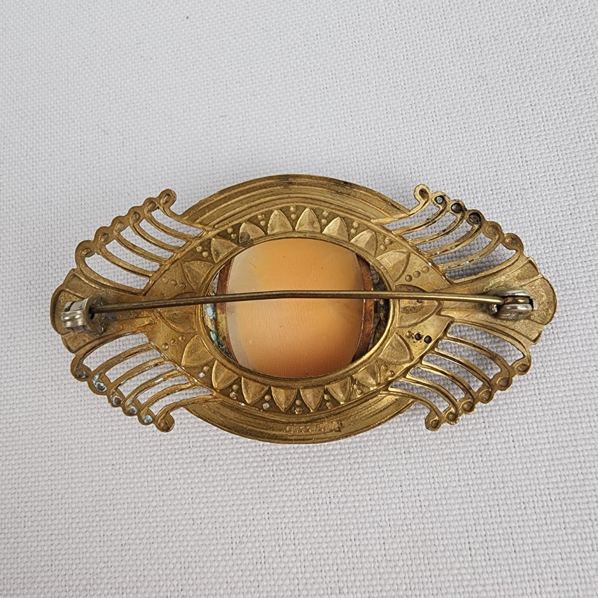 Vintage Bronze Cameo Brooch