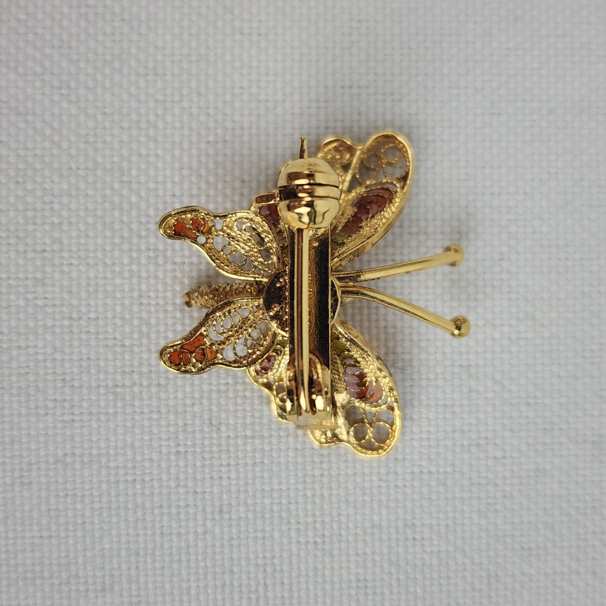 Vintage 800 Silver Vermeil (gold over silver) Filigree Butterfly Brooch