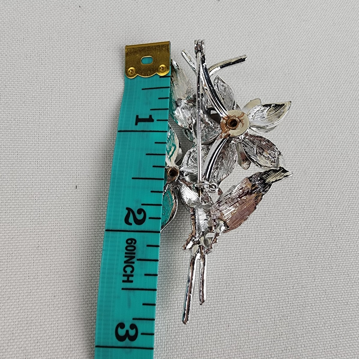 Vintage Silver Tone Floral Brooch