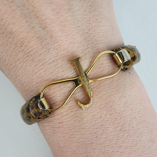 Vintage Gold Tone Snake Skin Hinge Bracelet