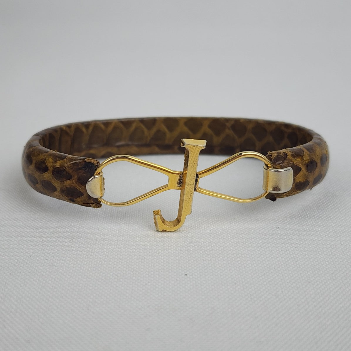 Vintage Gold Tone Snake Skin Hinge Bracelet