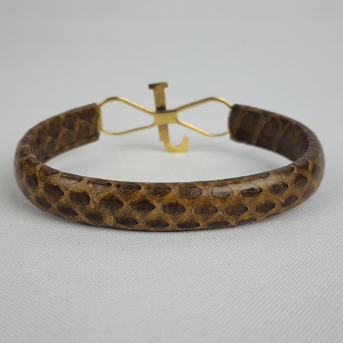 Vintage Gold Tone Snake Skin Hinge Bracelet