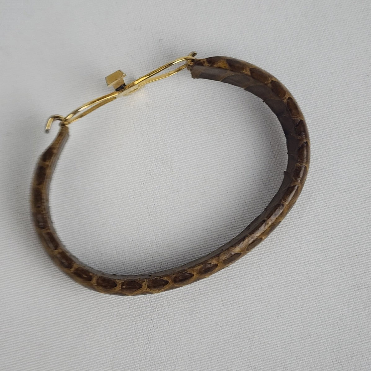 Vintage Gold Tone Snake Skin Hinge Bracelet