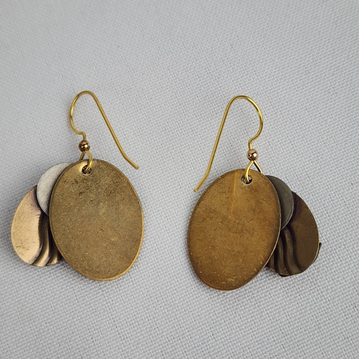 Gold Tone Brown Duck Drop Earrings