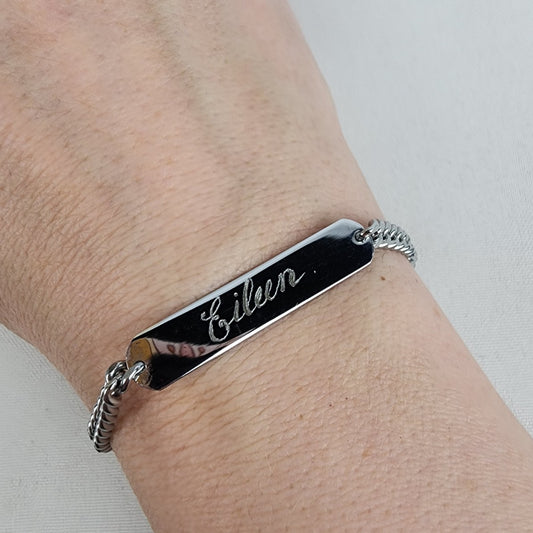 Vintage Engraved Eileen Silver Tone Bracelet