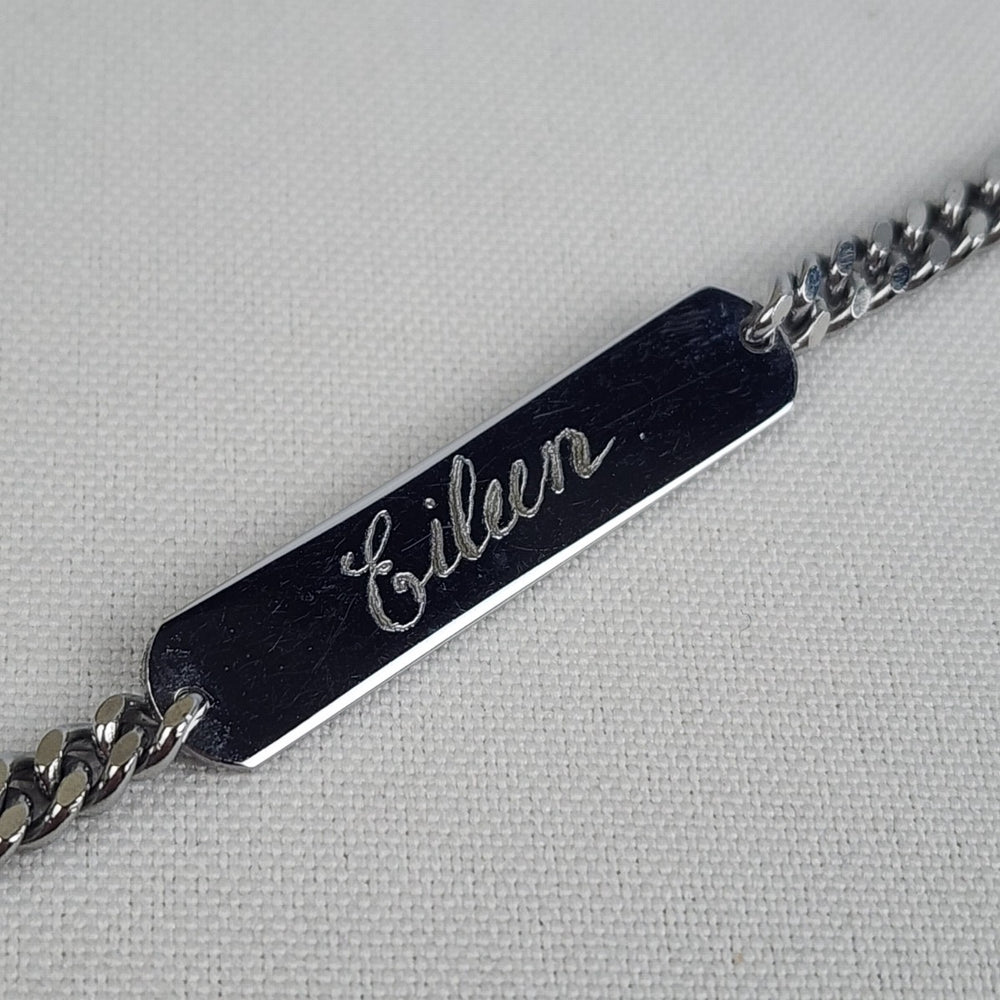 Vintage Engraved Eileen Silver Tone Bracelet