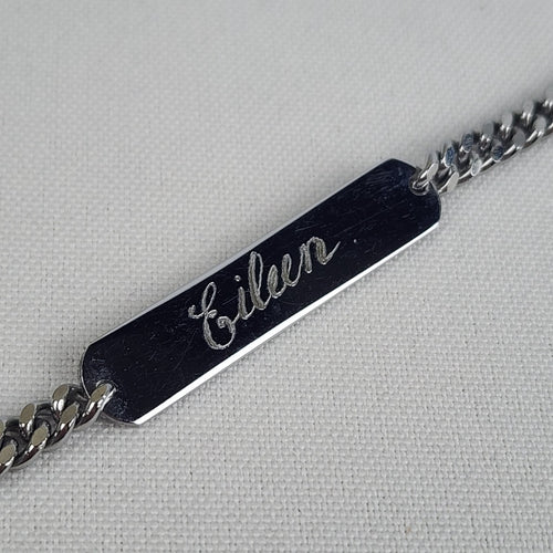 Vintage Engraved Eileen Silver Tone Bracelet