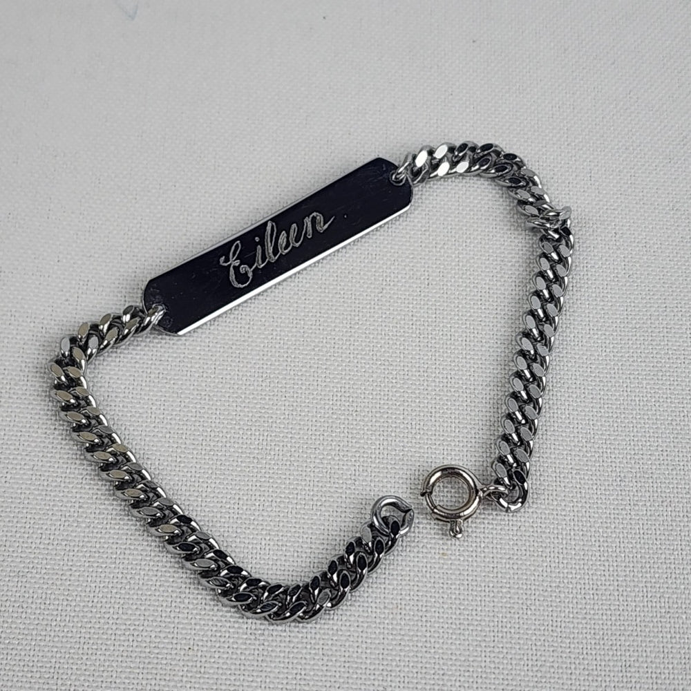 Vintage Engraved Eileen Silver Tone Bracelet