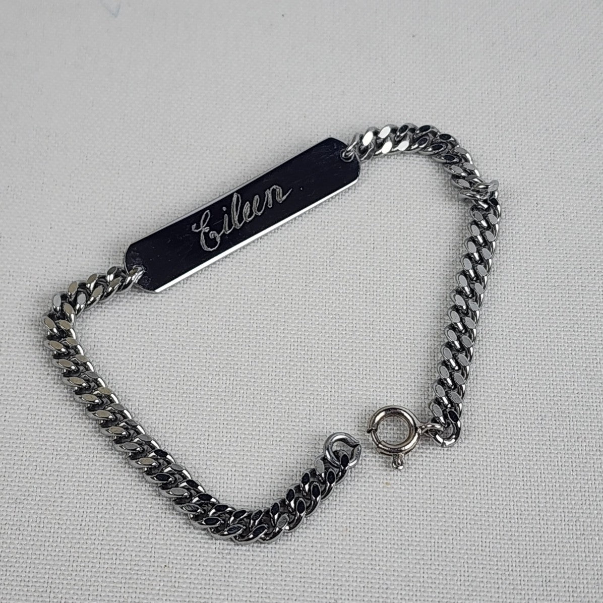 Vintage Engraved Eileen Silver Tone Bracelet