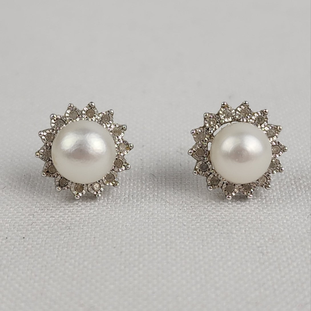 Effy 925 Sterling Silver Freshwater Pearl Flower Stud Earrings