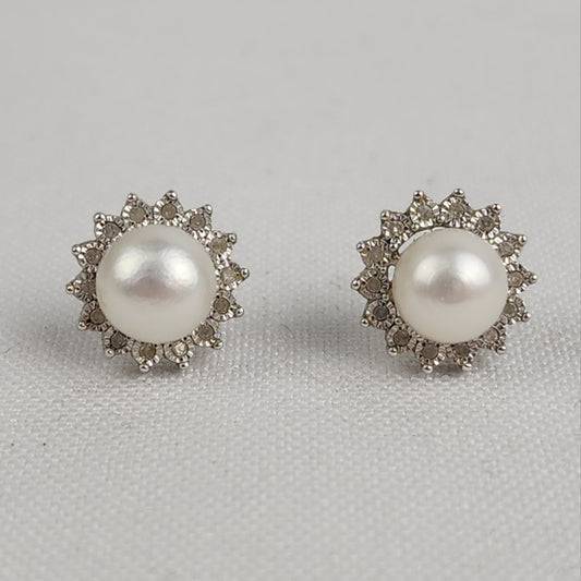 Effy 925 Sterling Silver Freshwater Pearl Flower Stud Earrings