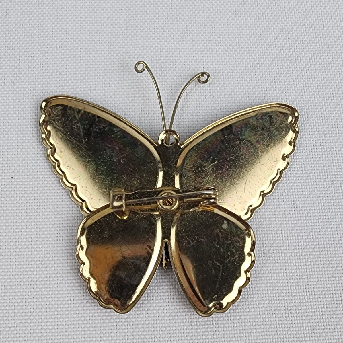 Vintage Gold Tone Enamel Butterfly Brooch