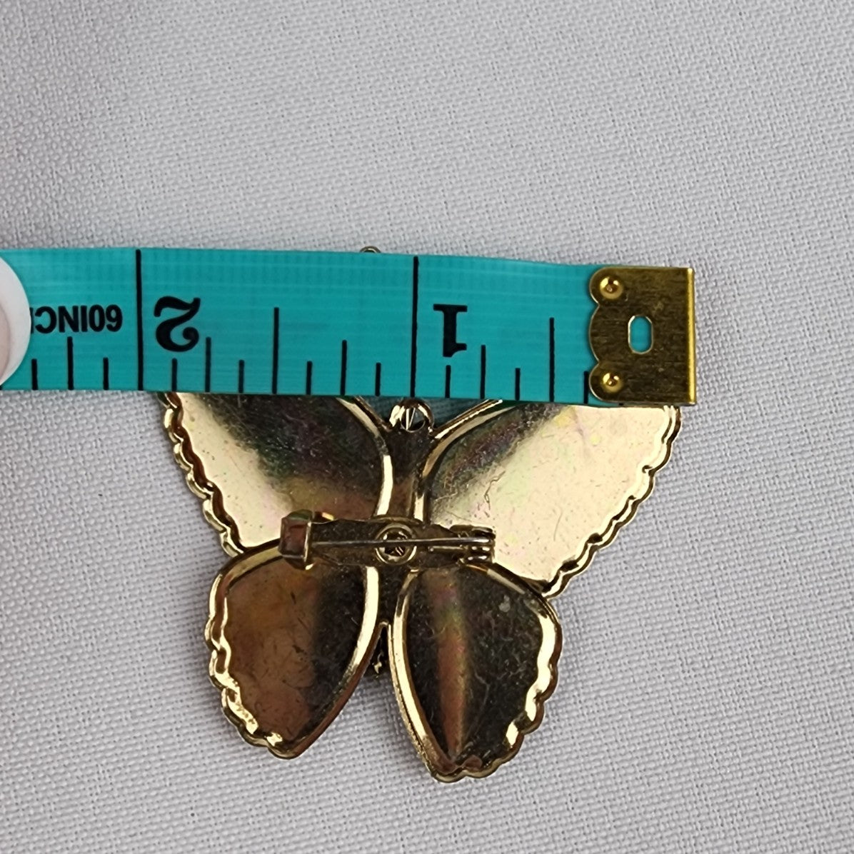 Vintage Gold Tone Enamel Butterfly Brooch