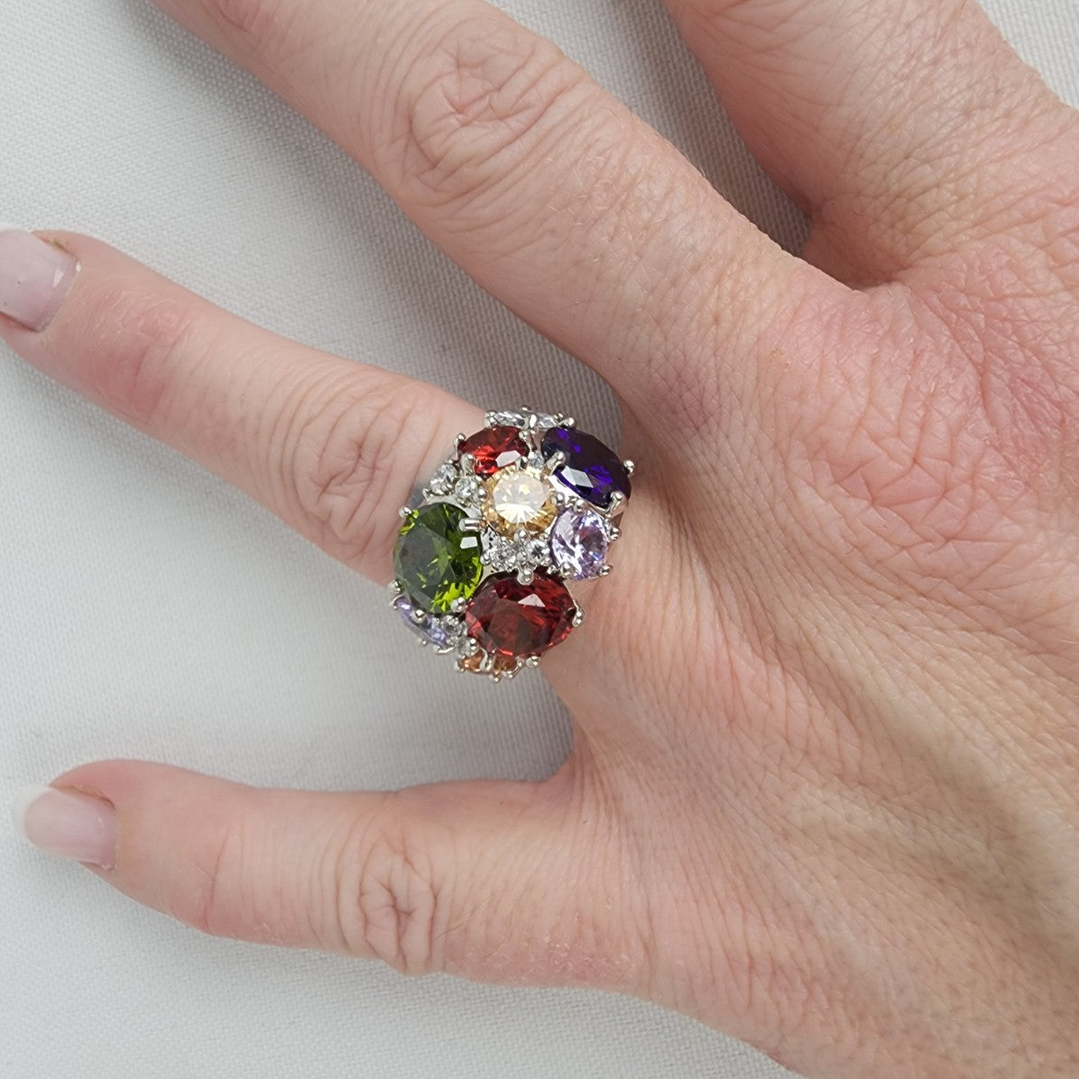 Nataliya V. Collister Rainbow Cocktail Statement Ring Size 8