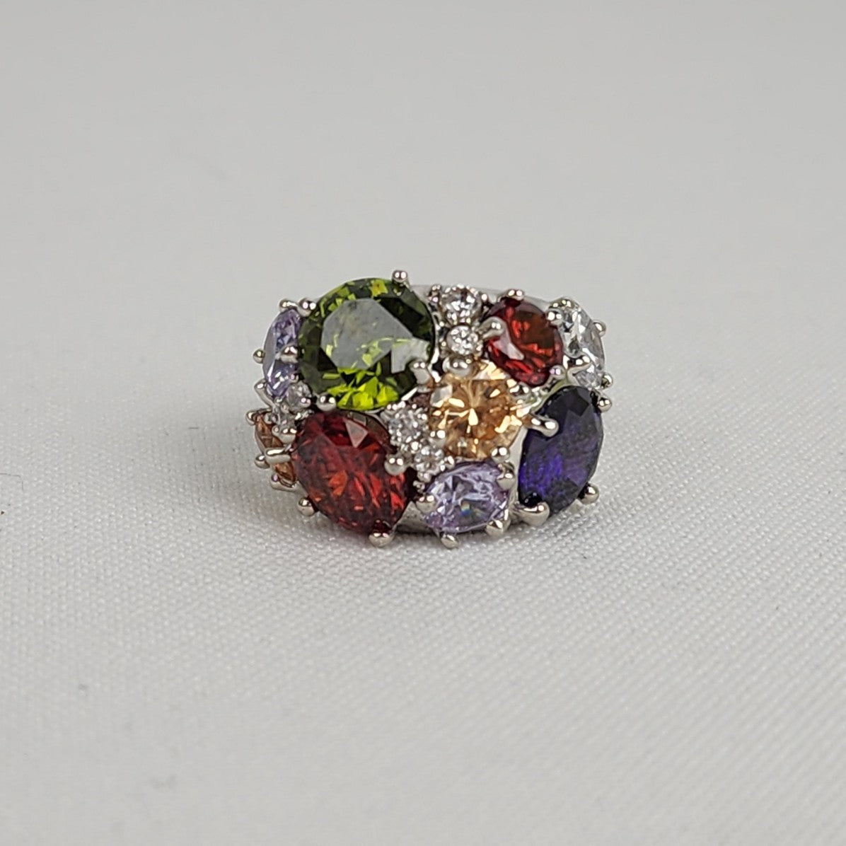 Nataliya V. Collister Rainbow Cocktail Statement Ring Size 8