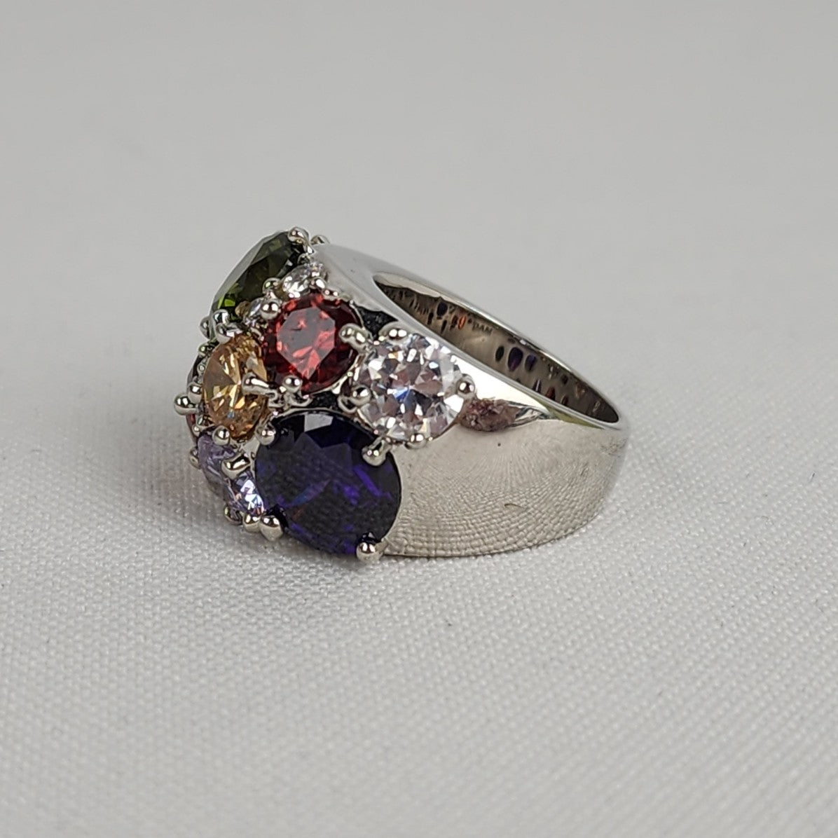 Nataliya V. Collister Rainbow Cocktail Statement Ring Size 8