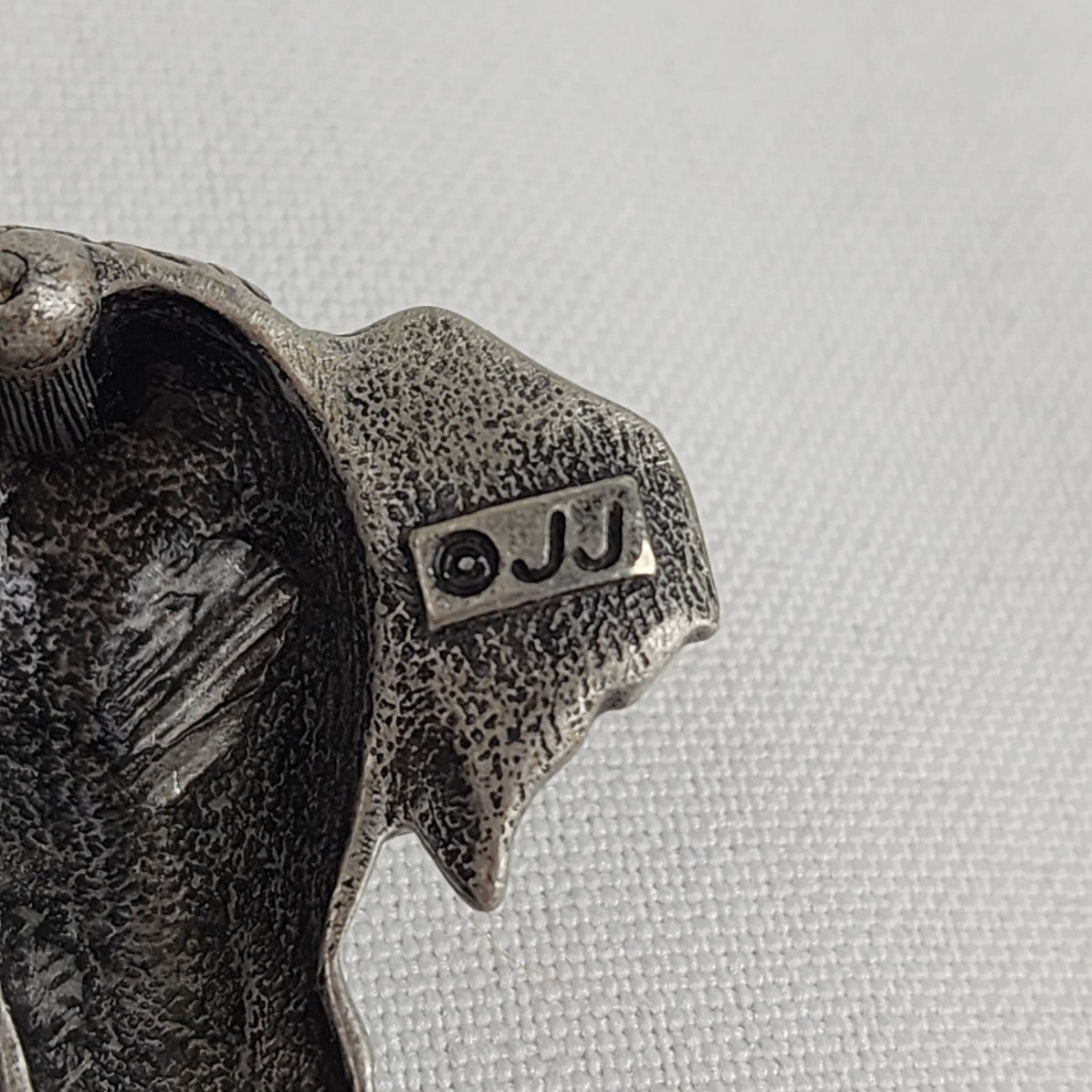 Vintage JJ Elephant Pewter Statement Earrings