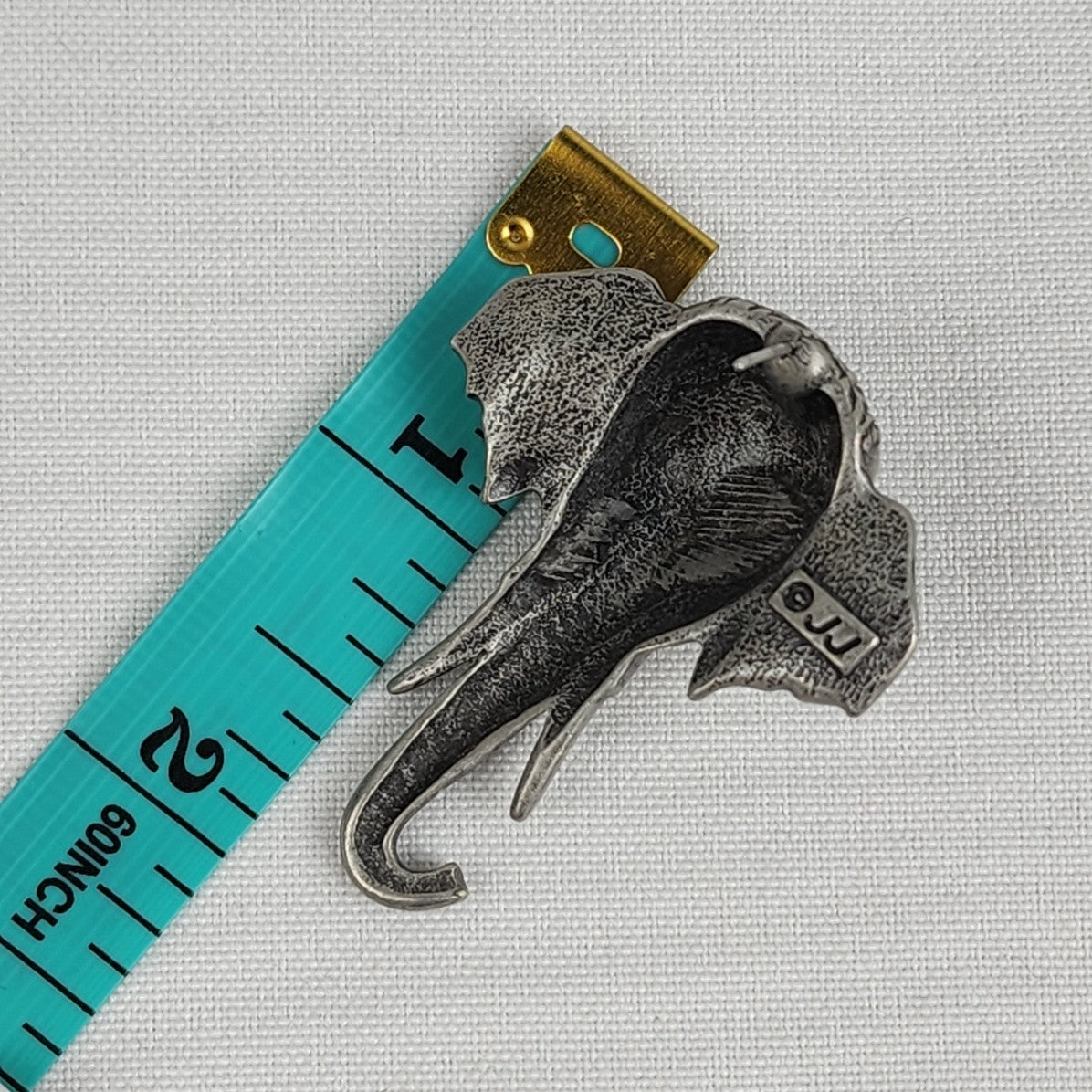 Vintage JJ Elephant Pewter Statement Earrings