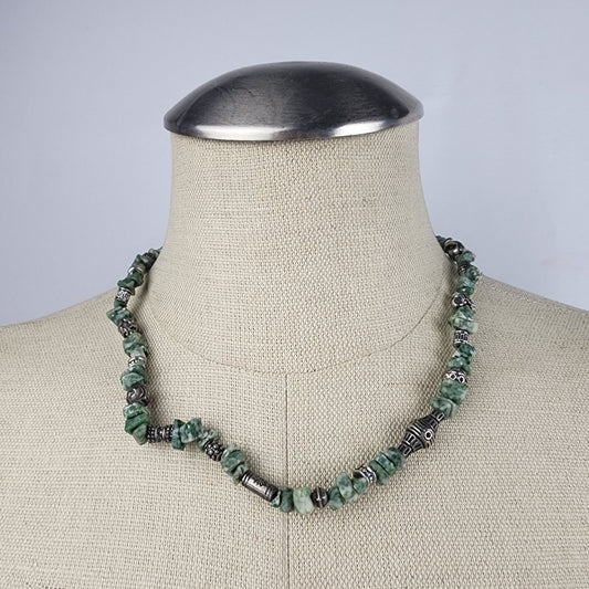 Vintage Green Natural Stone Beaded Necklace