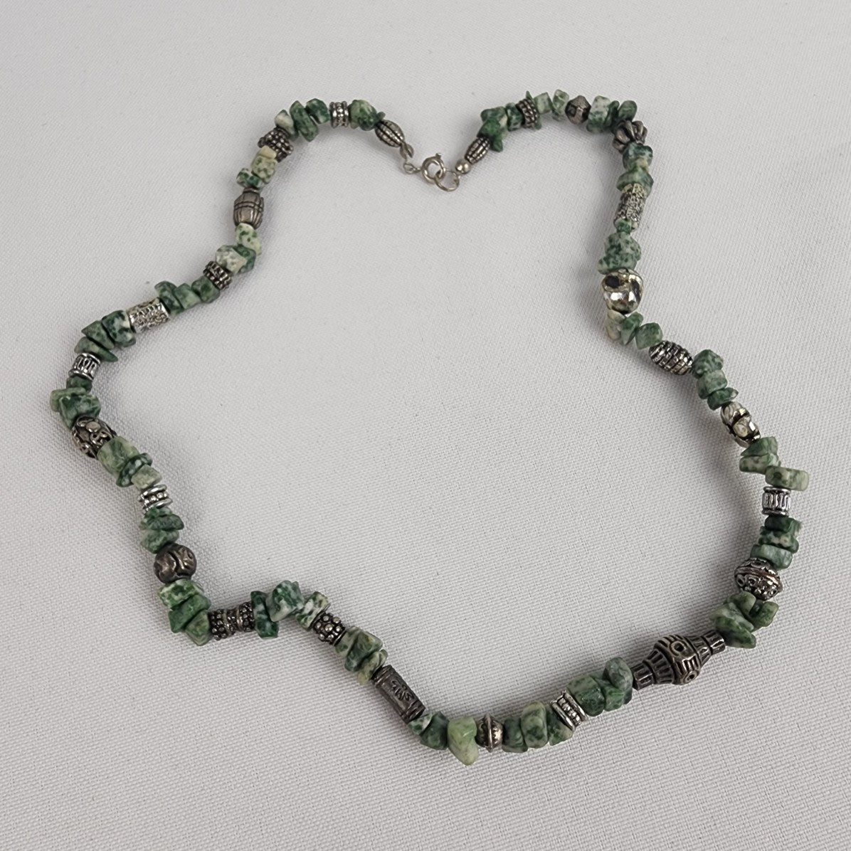 Vintage Green Natural Stone Beaded Necklace