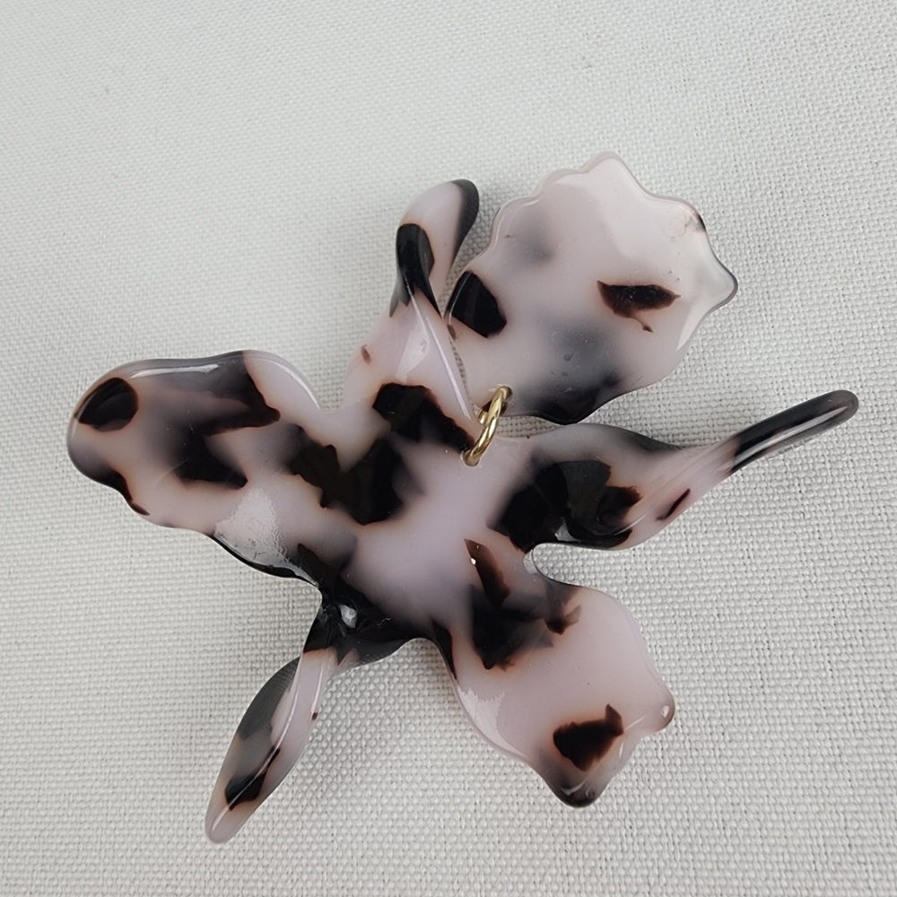 White Tortoise Acrylic Flower Earrings
