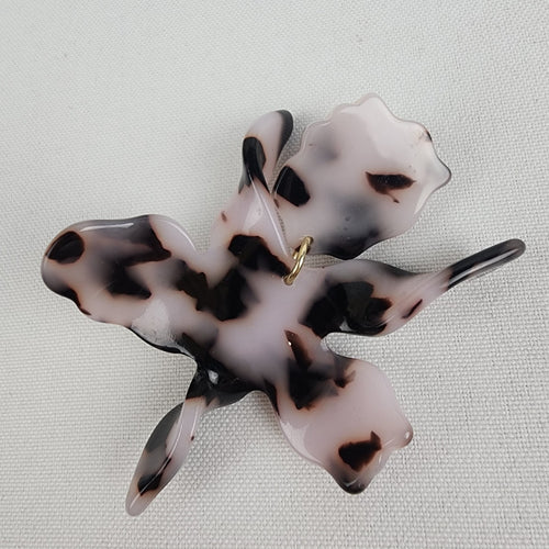 White Tortoise Acrylic Flower Earrings
