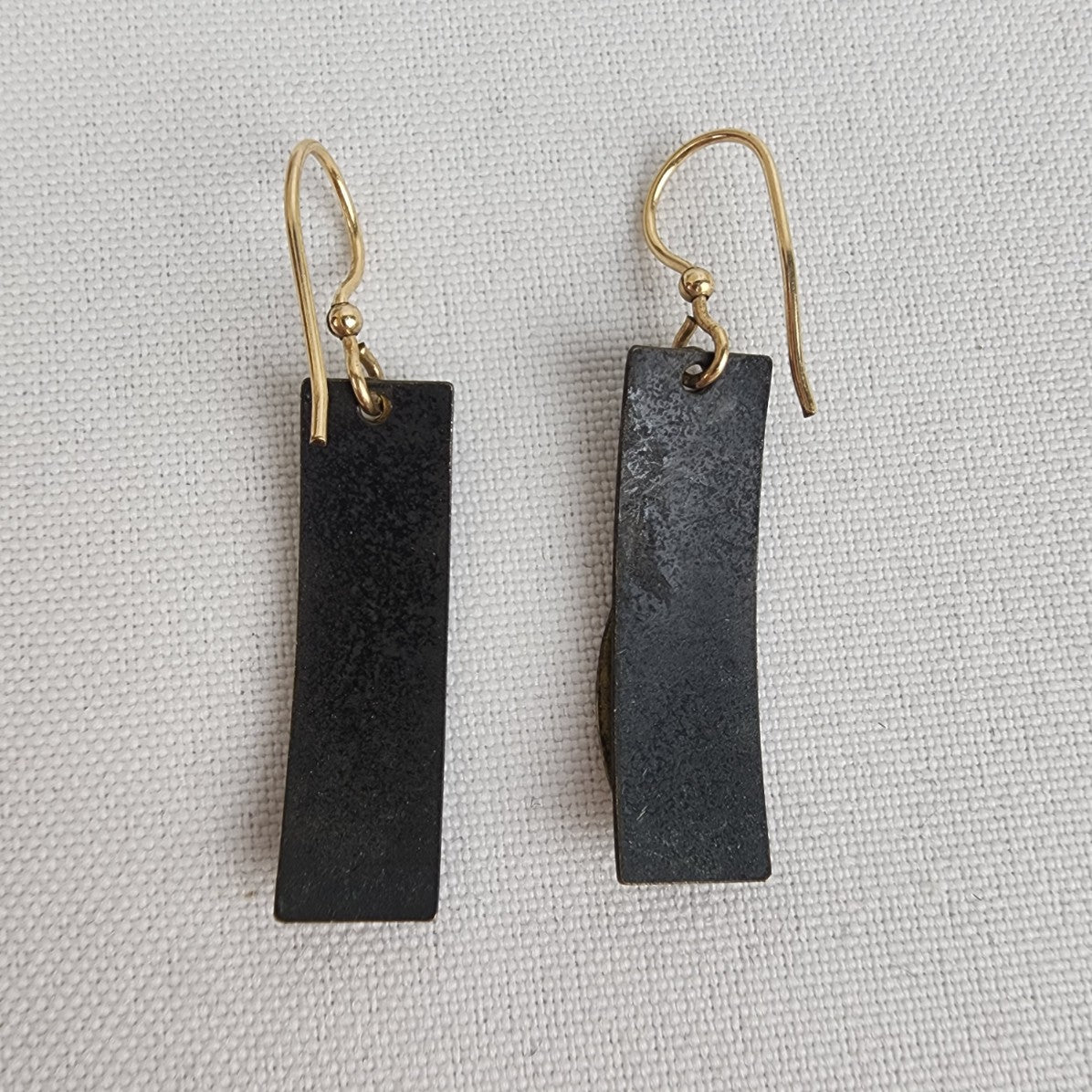 Hammered Purple Metal Gold Tone Drop Earrings