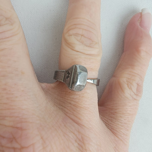 Antique Silver Tone Nail Ring Size 7