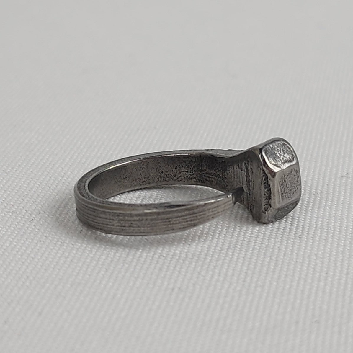 Antique Silver Tone Nail Ring Size 7