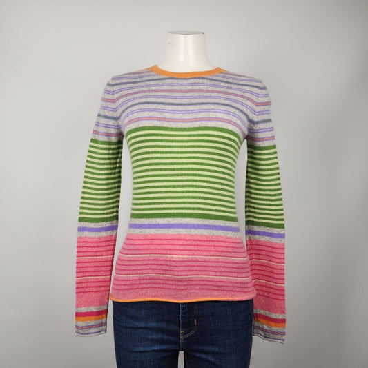 Togo Pink & Green Stripped Cashmere Knit Sweater Size S