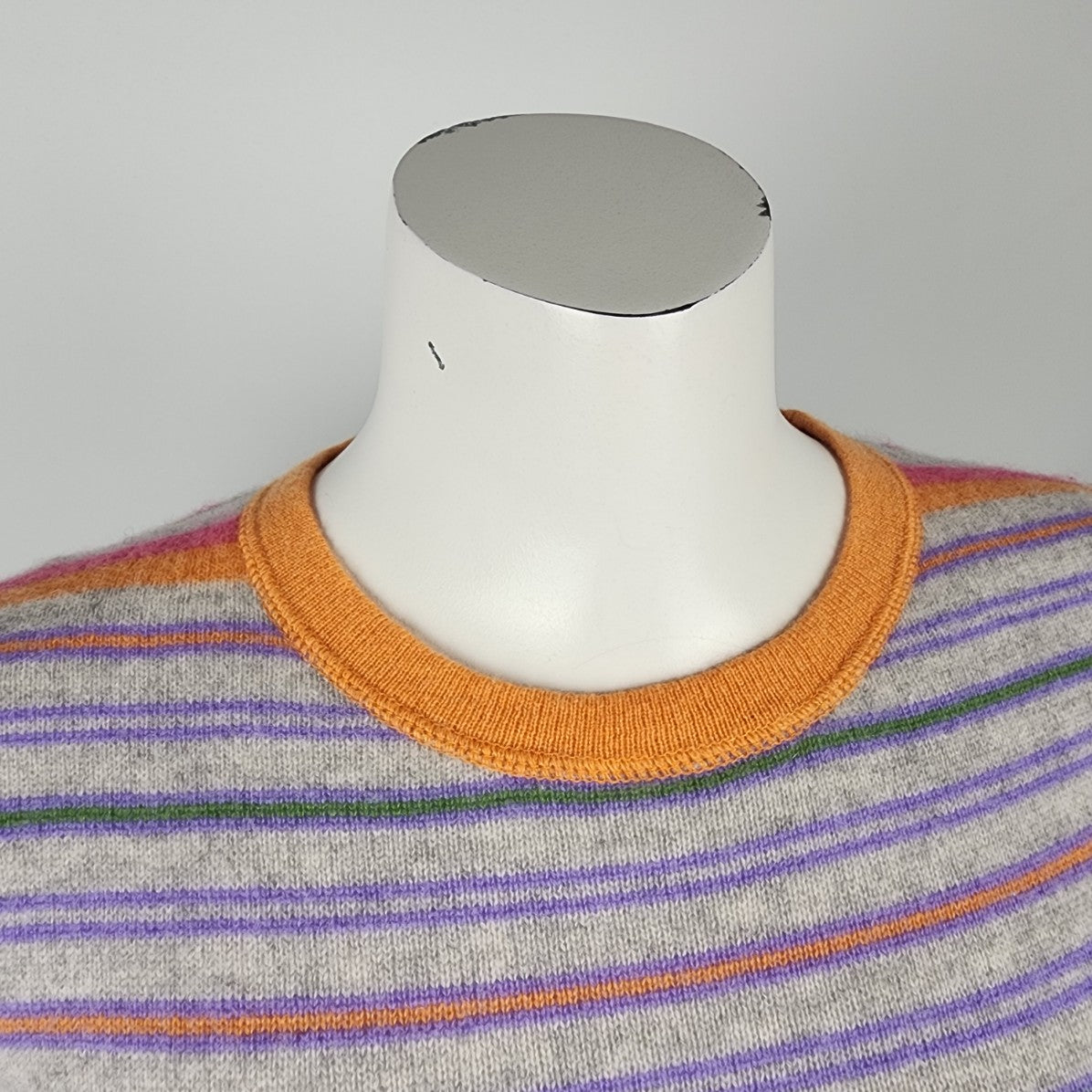 Togo Pink & Green Stripped Cashmere Knit Sweater Size S