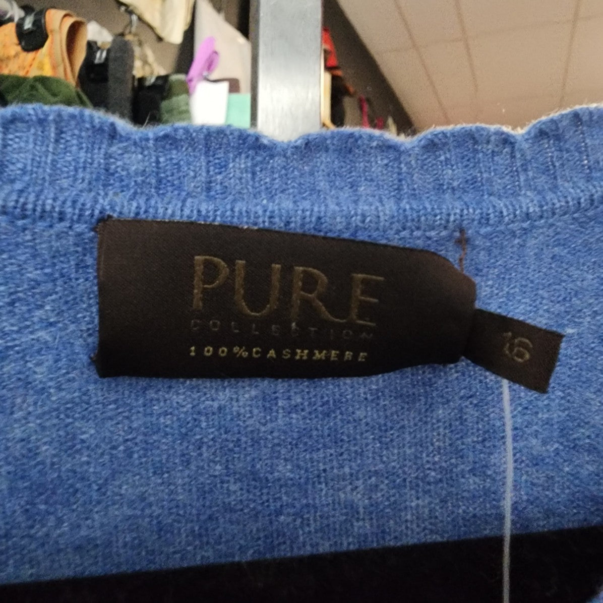 Pure Collection Blue Cashmere Knit Button Up Short Sleeve Cardigan Size L