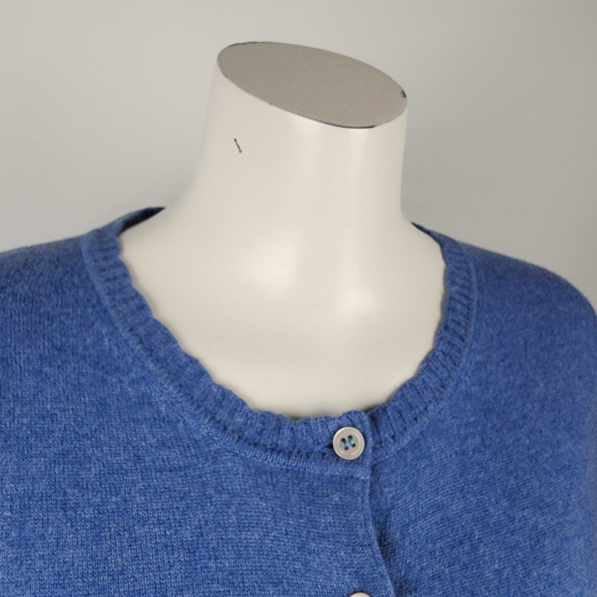 Pure Collection Blue Cashmere Knit Button Up Short Sleeve Cardigan Size L