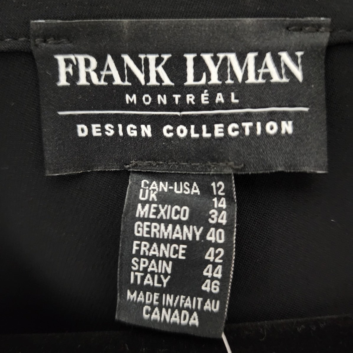 Frank Lyman Black Waist Tie Short Sleeve Blouse Top Size 12