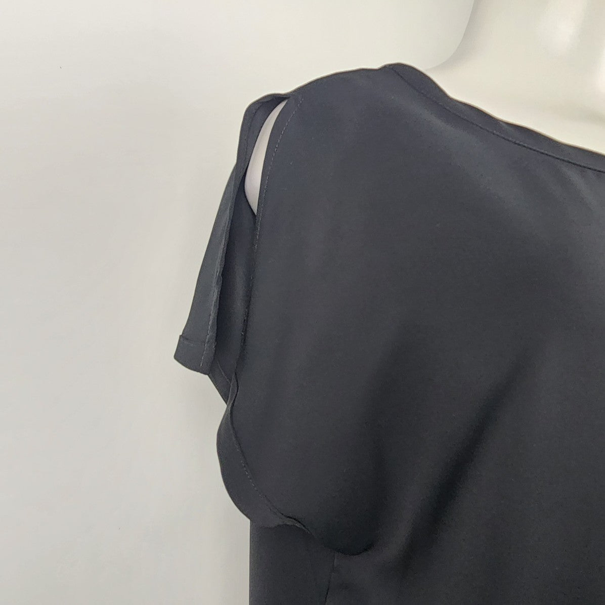 Frank Lyman Black Waist Tie Short Sleeve Blouse Top Size 12